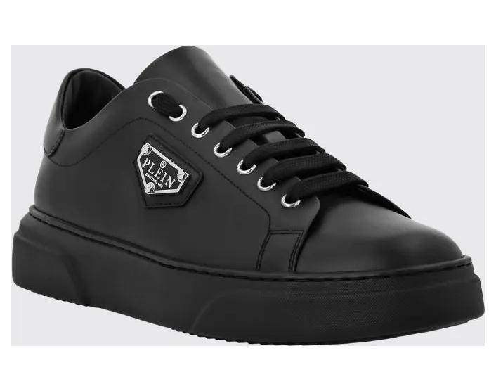 Philipp plein Smooth Leather Low-Top Sneakers with Applied Side Logo Black 1 (UADSUSC0701PLE075N0202)