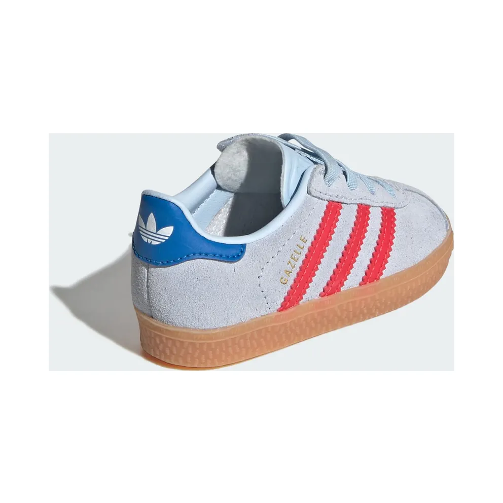 Adidas Gazelle Comfort Closure Elastic Laces Shoes Crystal Sky / Semi Lucid Red / Blue Bird (KI4037)