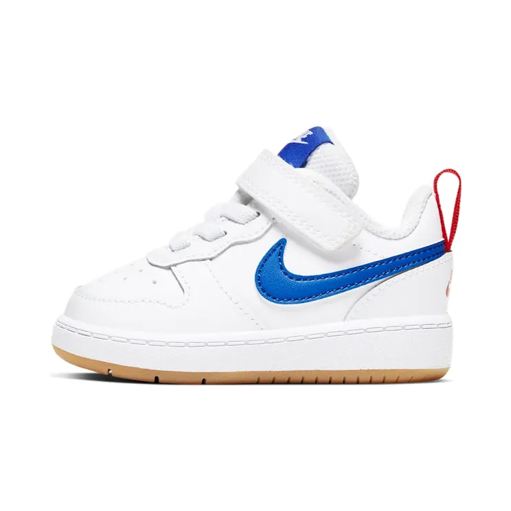 Nike Court Borough Low 2 White Pacific Blue (TD) “White / University Red / Gum Light Brown / Pacific Blue” (BQ5453-109)