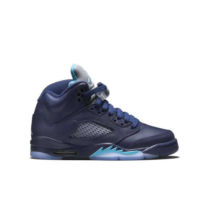 Jordan 5 Retro Pre-Grape (GS) Midnight Navy/Turquoise Blue-White (440888-405)