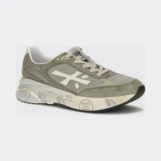Premiata Moerund Suede and Nylon Sneakers Olive (MOERUN8300)