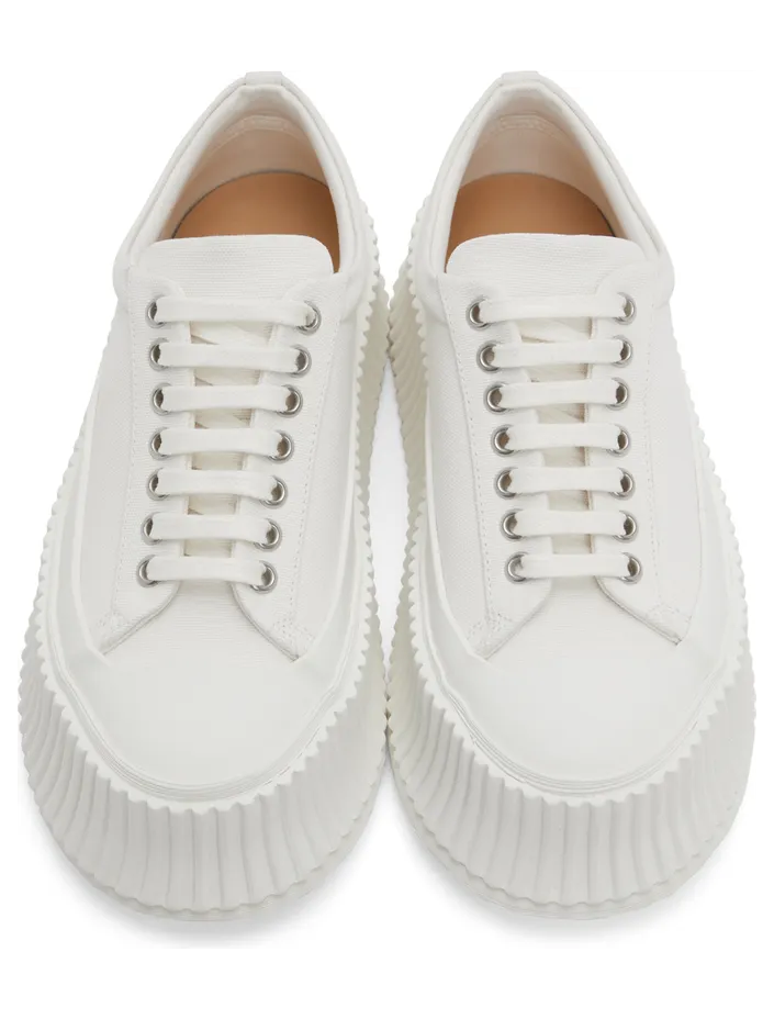 Jil Sander White Canvas Platform Sneakers (JS38133A_15101) (5)
