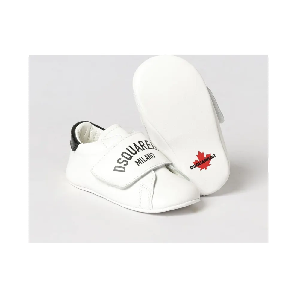 Dsquared2 Kid’s Low-Top Lambskin Leather with Velcro Strap White (8260101)