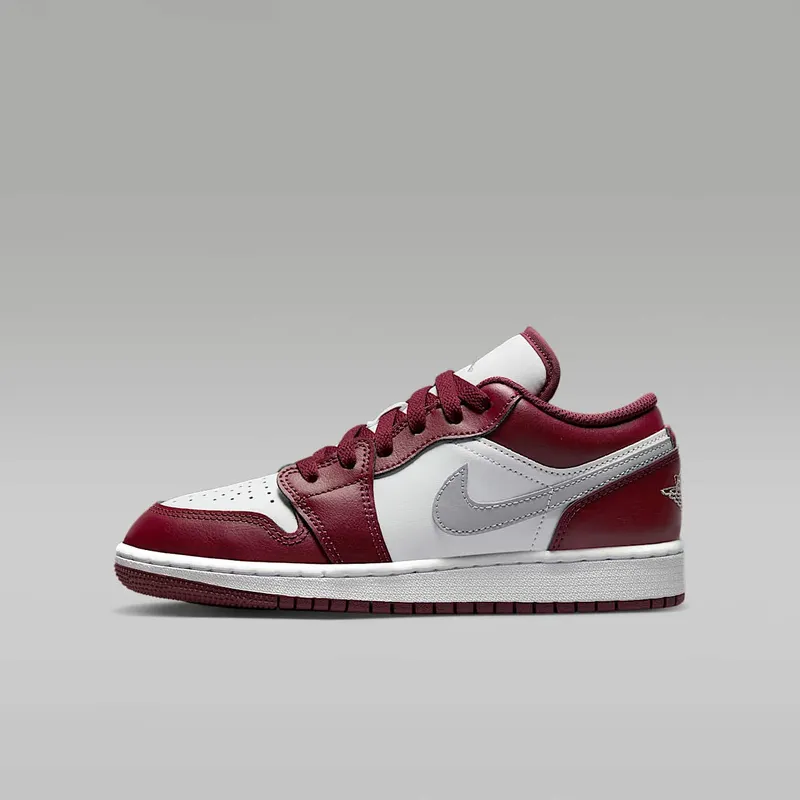 Air Jordan 1 Low GS Bordeaux “Cherrywood Red / White / Cement Grey” (553560-615)