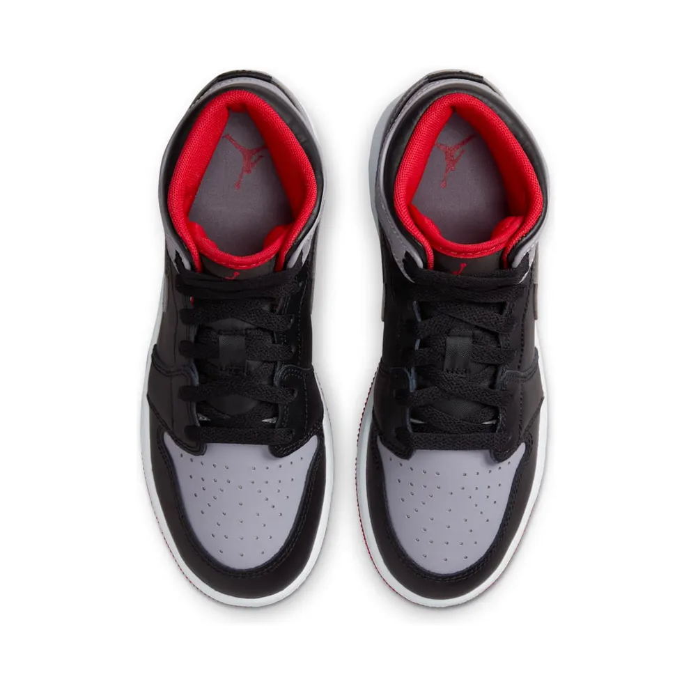 AIR Jordan 1 MID GS “Black Grey Red” (DQ8423-006)