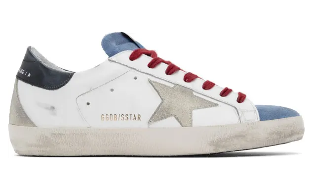 Golden Goose White and Blue Superstar Sneakers (GMF00102.F000366.8032)