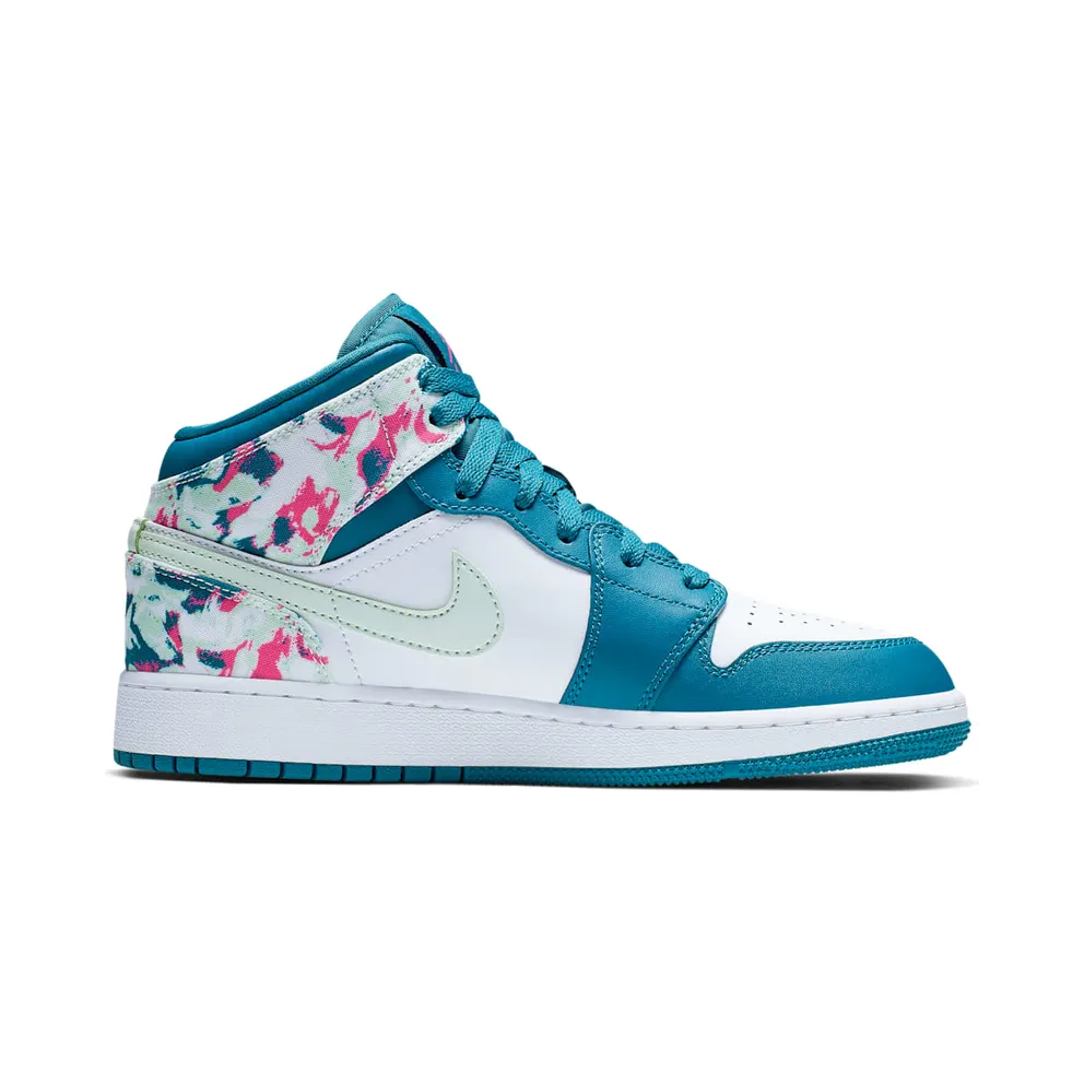 Jordan 1 Mid Paint Stroke (GS) Green Abyss/Frosted Spruce-White-Laser Fuchsia (555112-300)