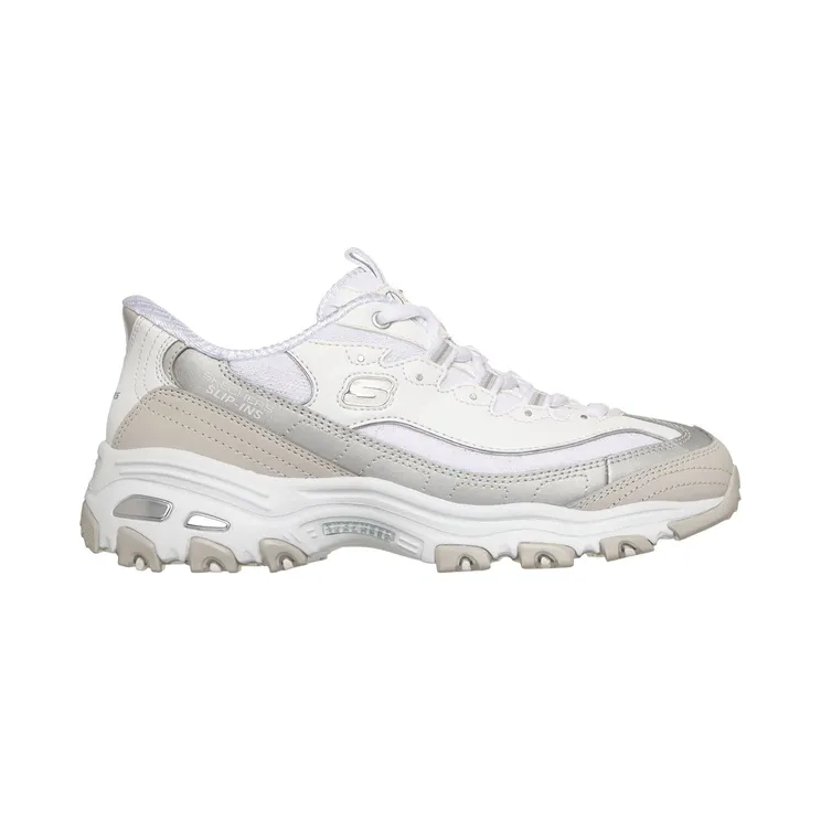 Skechers Slip-ins: D’Lites – Smooth Nostalgia Wit/Zilver