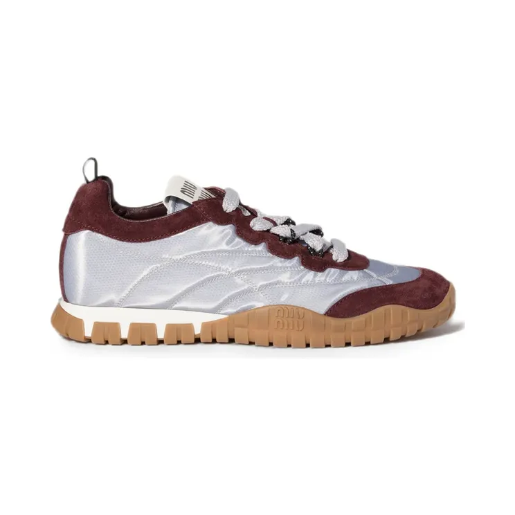 Miu Miu Tyre Technical-fabric and Suede “Silver/Red” (5E417E F D005 3ZOF F0P1O)
