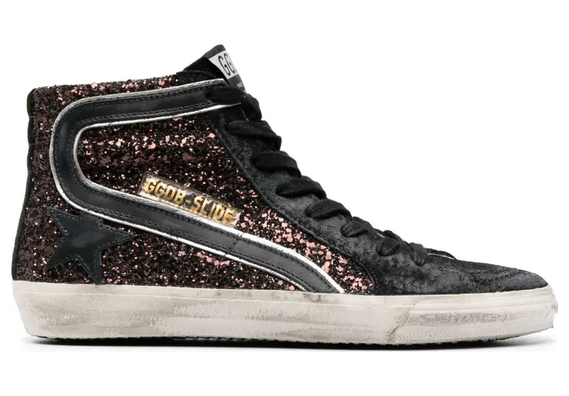 Golden Goose Slide High-Top-Sneakers mit Glitter-Optik “Black” (GWF00115F00397781993)