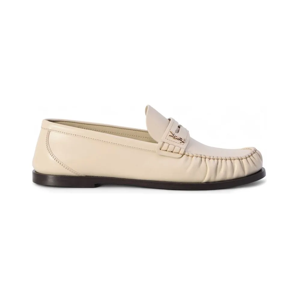 Saint Laurent Loafers Smooth Leather Marble White (820648-AAELH-1001)