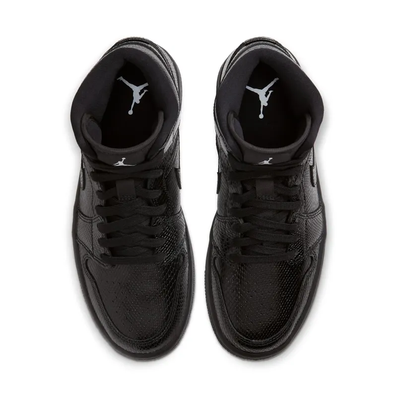 Nike Jordan 1 Mid Black Snakeskin (W) Black/White/Black (BQ6472-010)