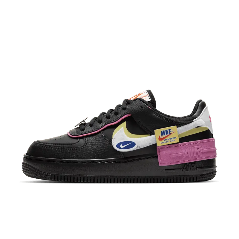 Nike Air Force 1 Shadow Removable Patches Black Pink (W) Black/Limelight-Cosmic Fuchsia-White (CU4743-001)