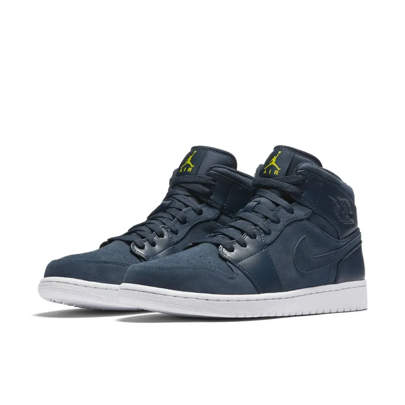 Jordan 1 Retro Mid Armory Navy Armory Navy/Electrolime-White (554724-421)