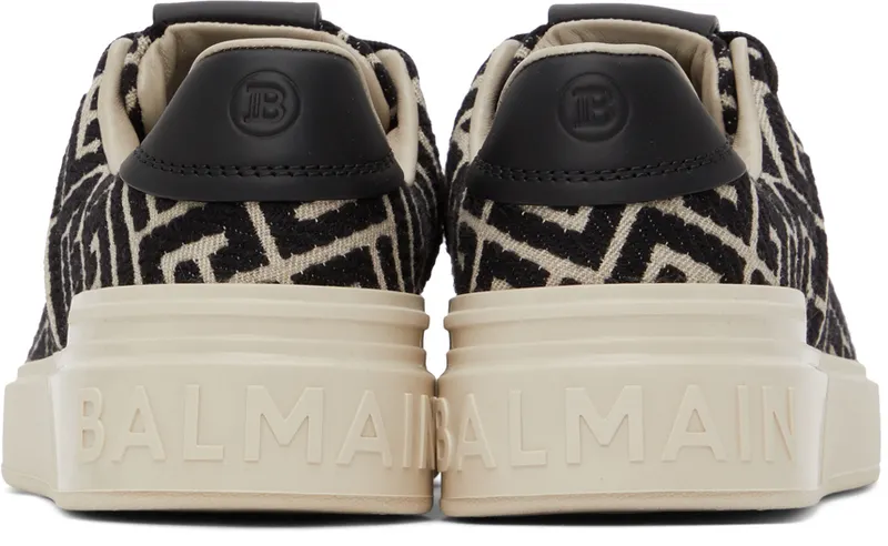 Balmain Beige & Black Jacquard B Court (YN1VI690TJCM)