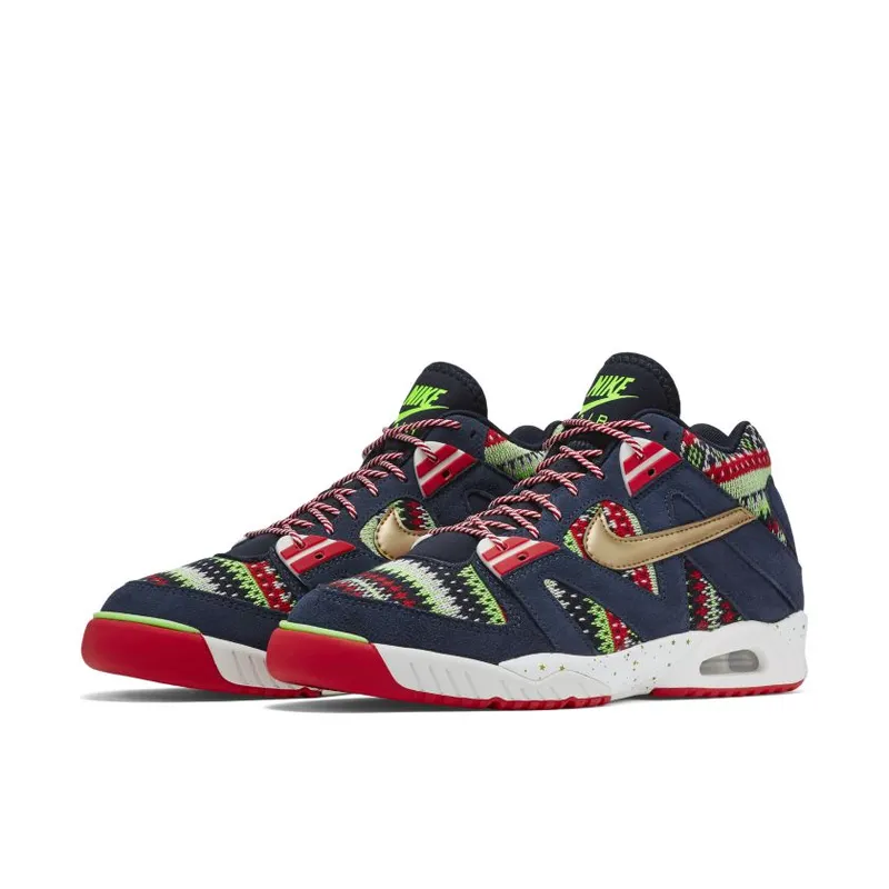 Nike Air Tech Challenge 3 Christmas (2015) Dark Obsidian/University Red-Flash Lime-Metallic Gold (827822-400)