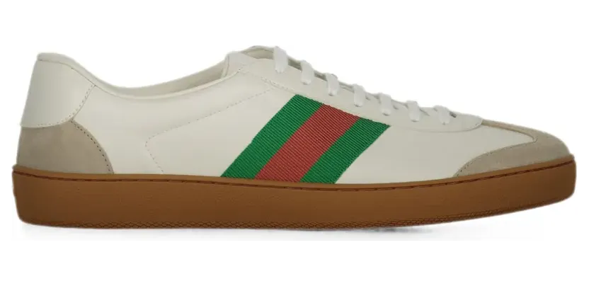 Gucci Leren sneakers met Web-streep – Beige (8589810AAB6)