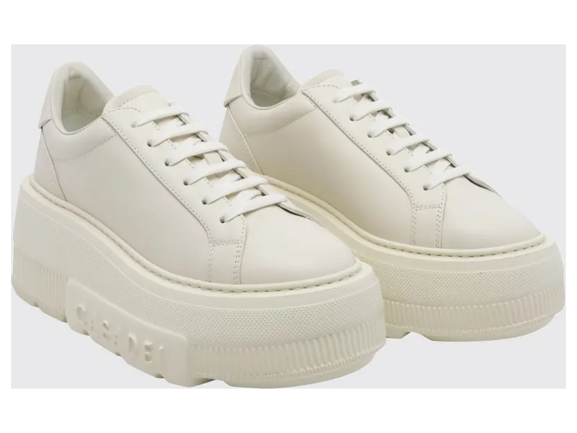 Casadei Nexus Smooth Leather Platform Wedge Sneakers White 1 (2X894U0701SALEN3206)