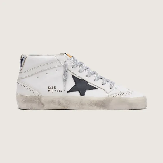 Golden Goose Mid Star With Laminated Heel Tab And Glitter Laces (GWF00122.F001249.10238)