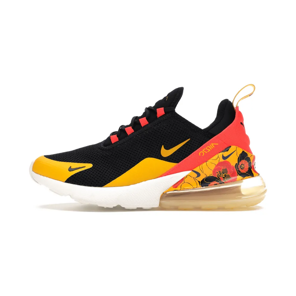 Nike Air Max 270 Floral Black Crimson Gold (W) Black/Bright Crimson-University Gold (AR0499-005)