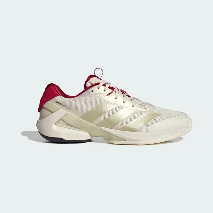 adidas Adizero Ubersonic 5 Tennis “Chalk White / Ice Gold Met. / Legend Ink” (JS2562)