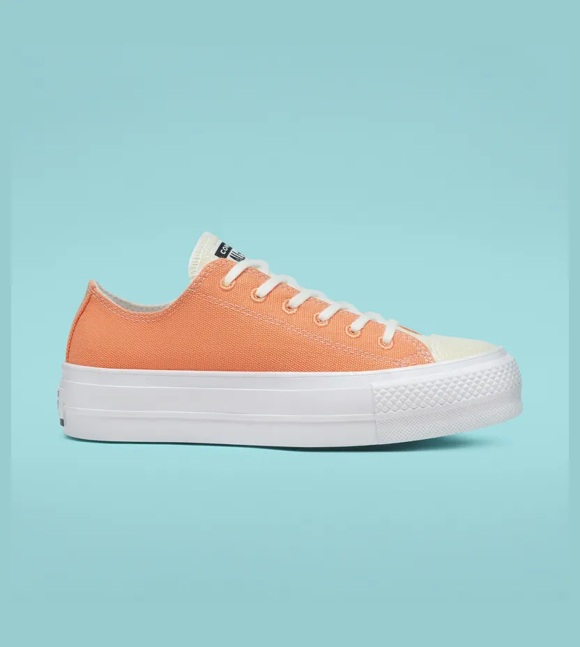 Converse Renew Cotton Platform Chuck Taylor All Star Low Top Fuel Orange/white/white (567855C)