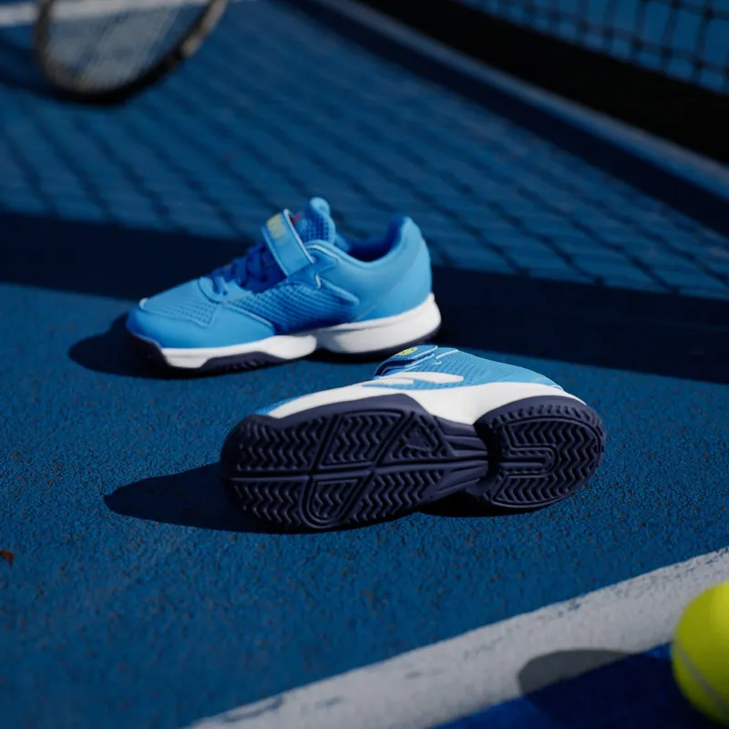 Adidas Courtflash Tennis Shoes with Velcro Kids Lucid Ray Blue / Cloud White / Dark Blue (KK3864)