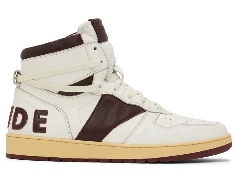 Rhude SSENSE Exclusive White & Burgundy Rhecess Hi Sneakers (RHSS22FO05178500)