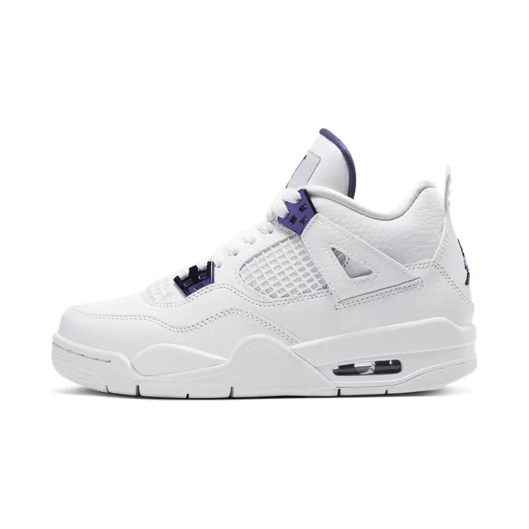 Air Jordan 4 Retro’Purple Metallic’ GS White/Metallic Silver/Court Purple (408452-115)