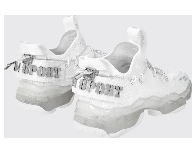 Plein Sport Hyper Sport Low-Top Sneakers in Mesh with Applied Logo and Pull Tab White (SADSUSC0522STE003N01) (2)