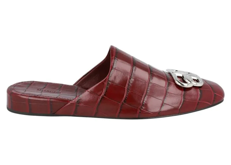 Balenciaga Croc Embossed Leather Cosy BB Mule Dark Red (601218W-A9D6-6081)