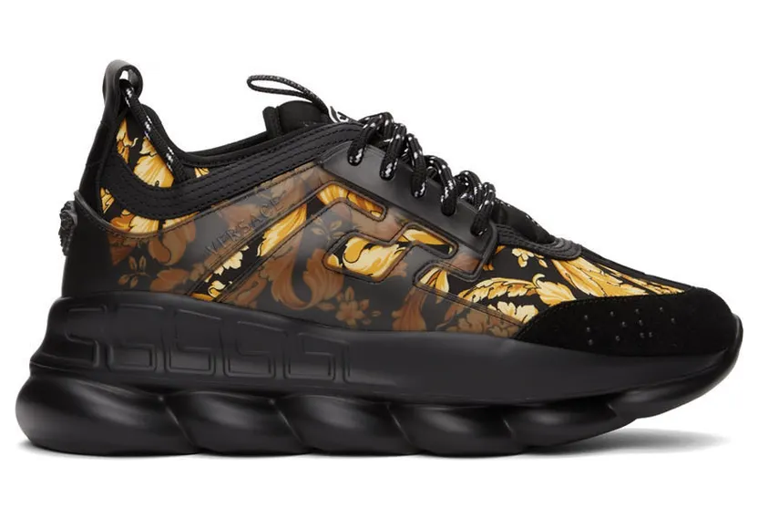 Versace Black & Gold Chain Reaction Sneakers (*DSU7071E 1A02711)