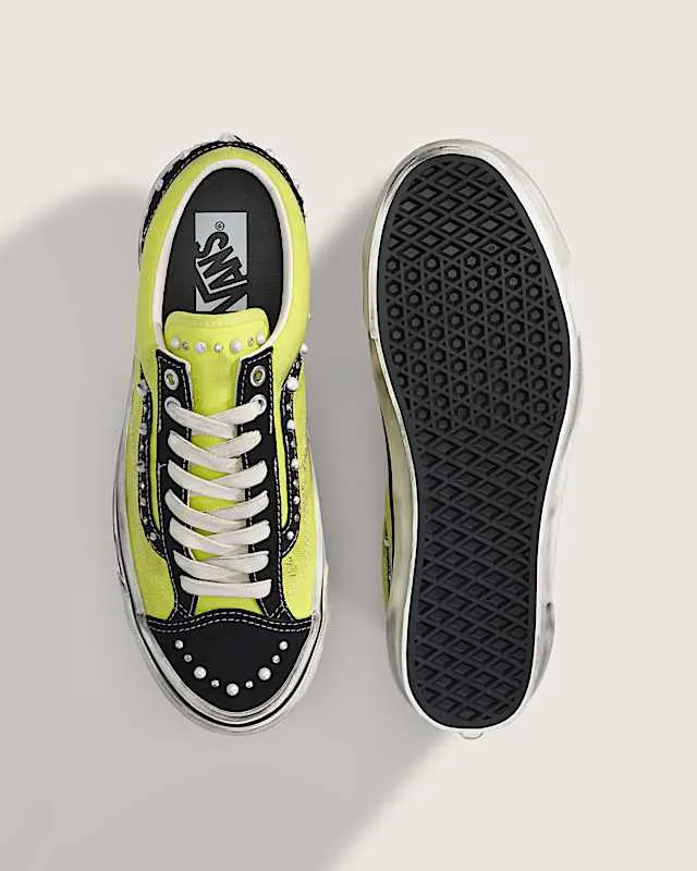 Vans Old Skool 36 Pearlized “Lime”: parels op zwart, limegeel eromheen (3)