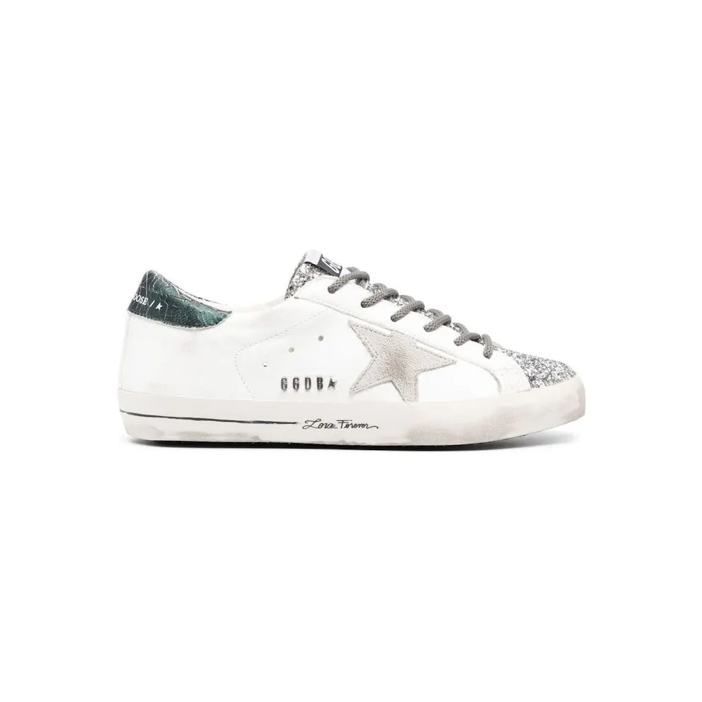 Golden Goose Super-Star Love Forever White Silver Green (GWF00101-F004787-82383)