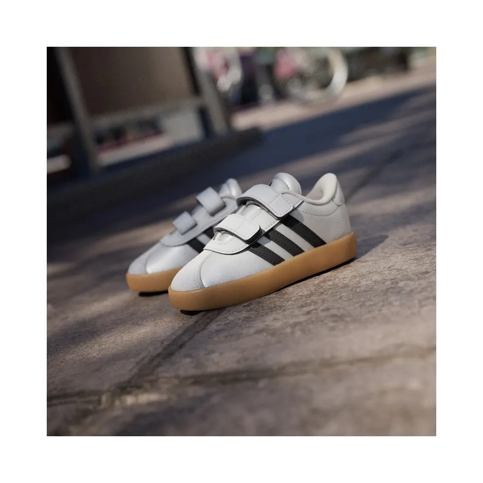 Adidas VL Court 3.0 Skateboard Shoes Kids Silver Metallic / Core Black / Light Solid Grey (IH3965)