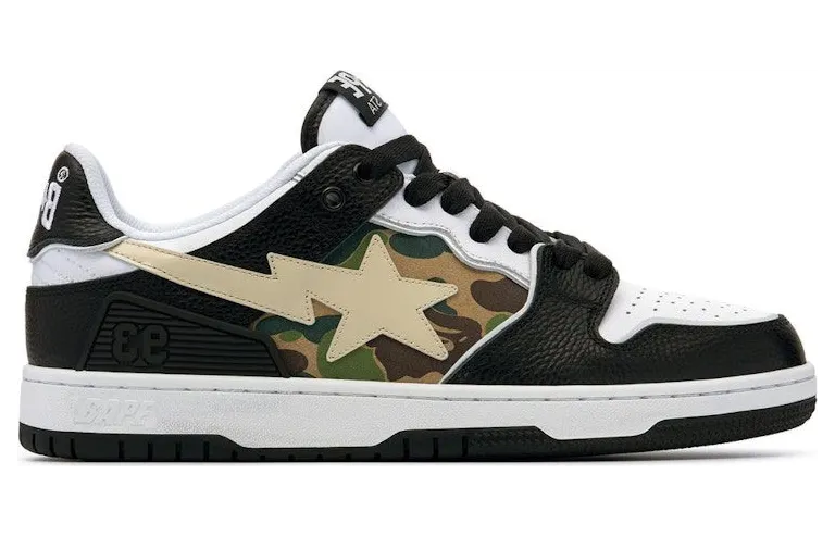 A Bathing Ape Bape SK8 Sta Black White Embroidery Heel Patch (1I70-191-006)