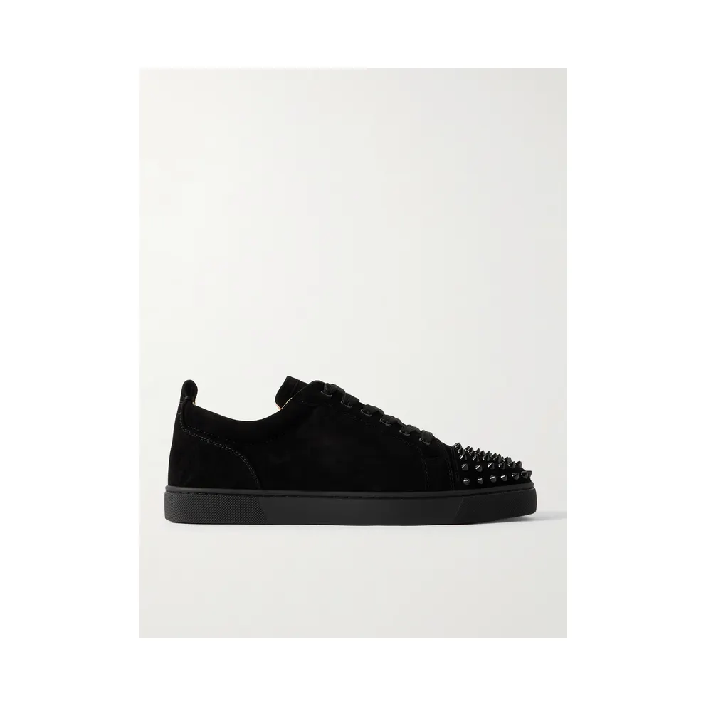 Christian Louboutin Louis Junior Spikes Cap-Toe Suede Sneakers Black (3240423)