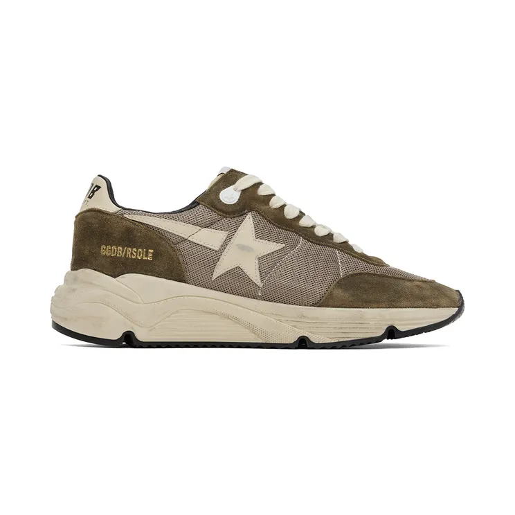 Golden Goose Khaki & Beige Running Sole Low-Top Sneakers (GMF00272.F003249.35812)