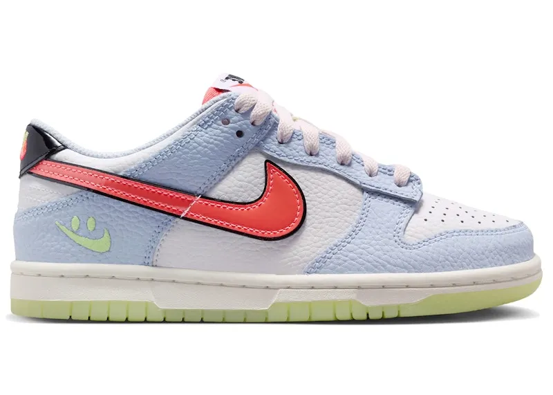 Nike Dunk Low Smiley Swoosh White Hydrogen Blue Crimson (IR0614-100)