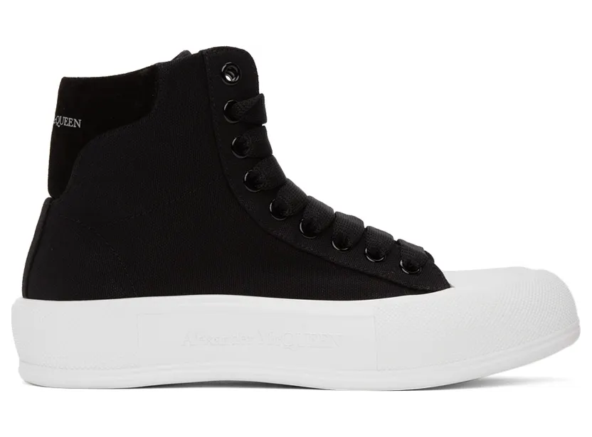 Alexander McQueen Black Deck Plimsoll High Top Sneakers (667816W4MV7)