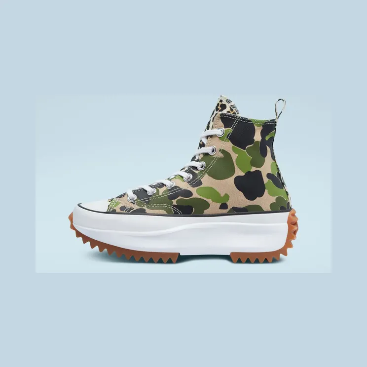 Converse Archive Print Run Star Hike High Top Candied Ginger/piquant Green “Camo” (170913C)