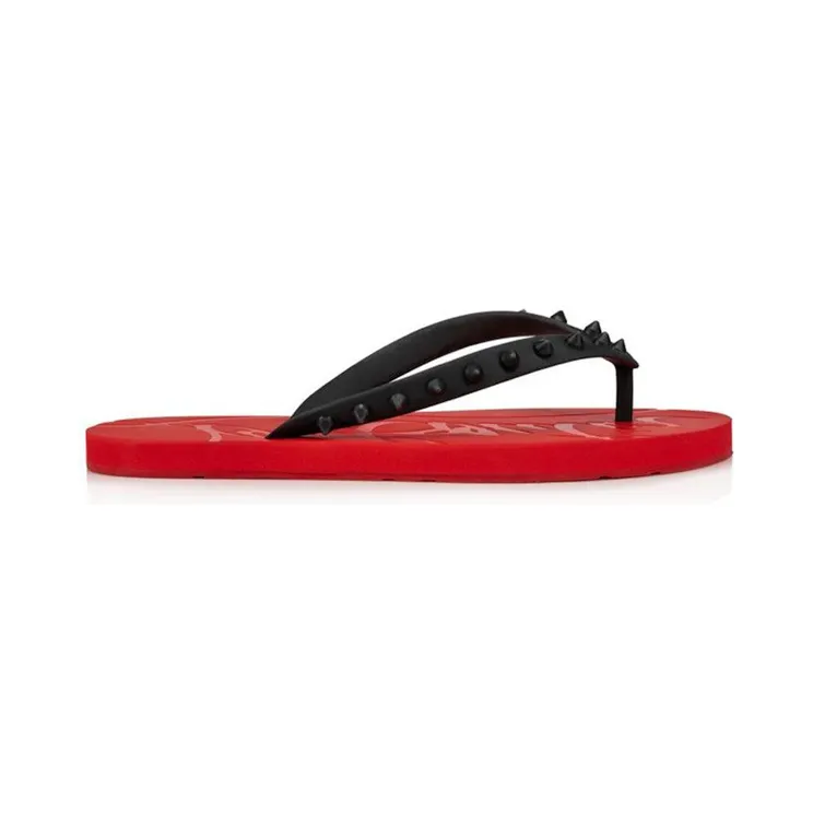 Christian Louboutin Loubi Flip Slide Black Red (1210655H358)