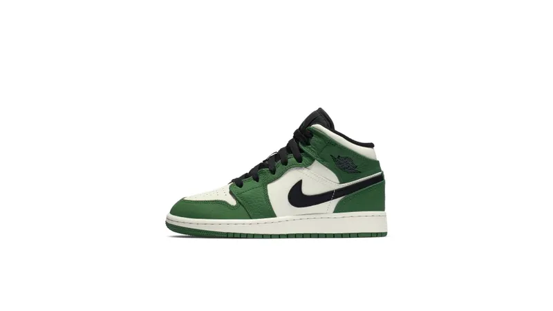 Jordan 1 Mid Pine Green (GS) Pine Green/Sail-Black (BQ6931-301)