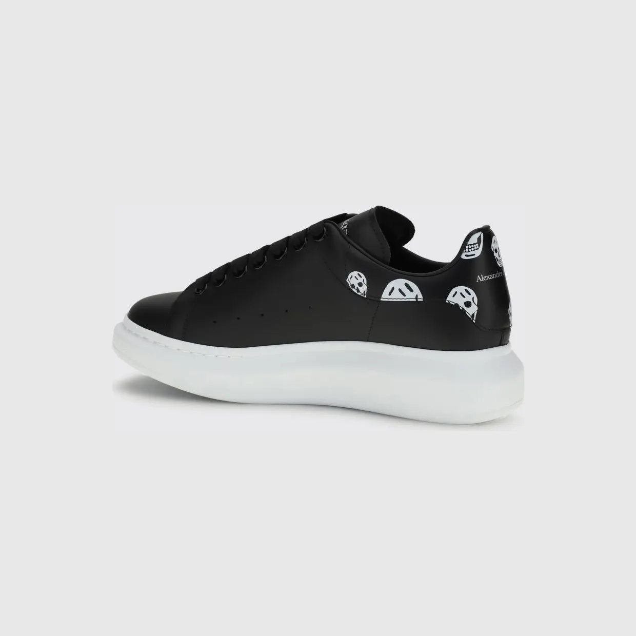 Mcqueen Oversize Leather Sneakers with Skull Print Black (553680WIAKB1016) (2)