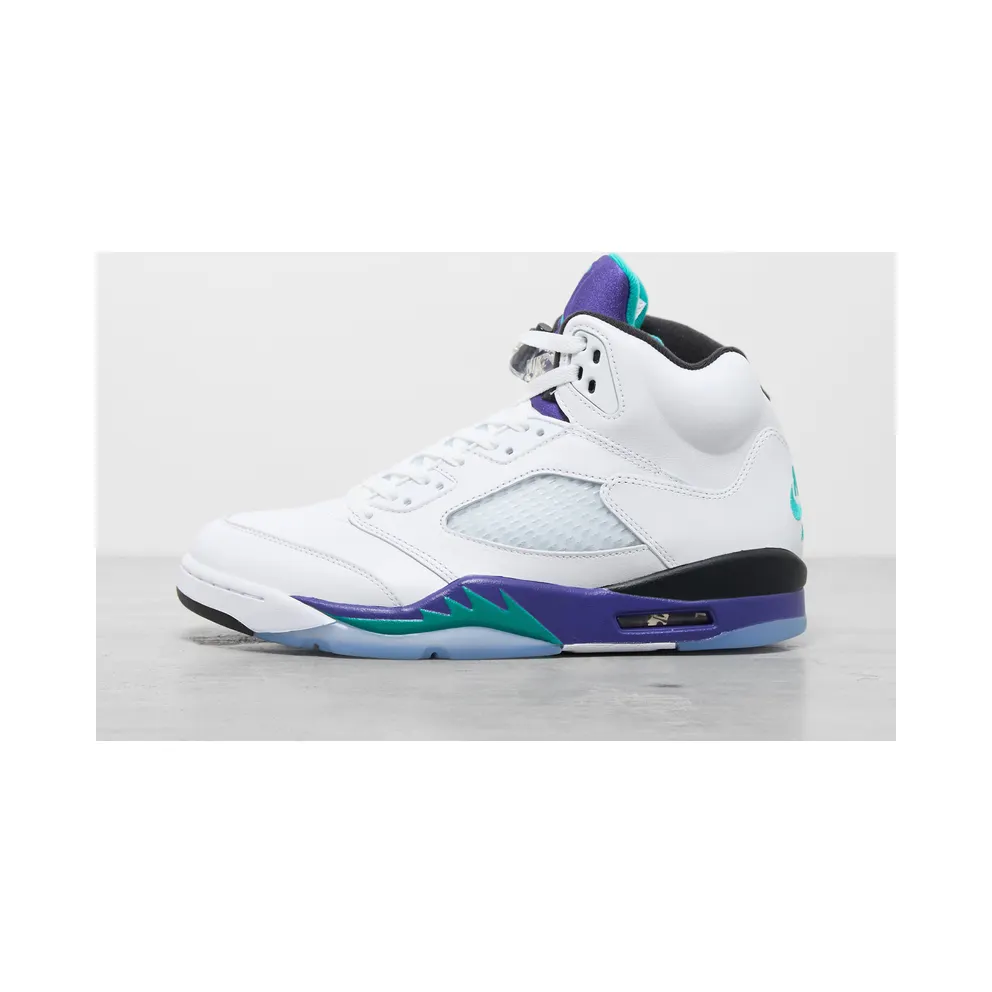 Jordan Air 5, White HQ7978-100 – “White / Grape Ice-new Emerald”