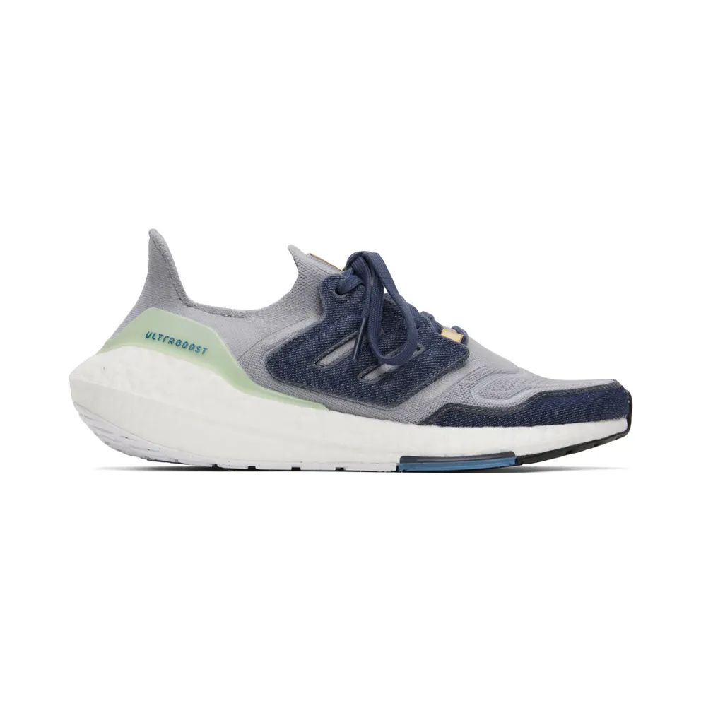 adidas Originals Gray Ultraboost 22 Sneakers – “Halo Silver / Shadow Navy / Linen Green” (GX9158)