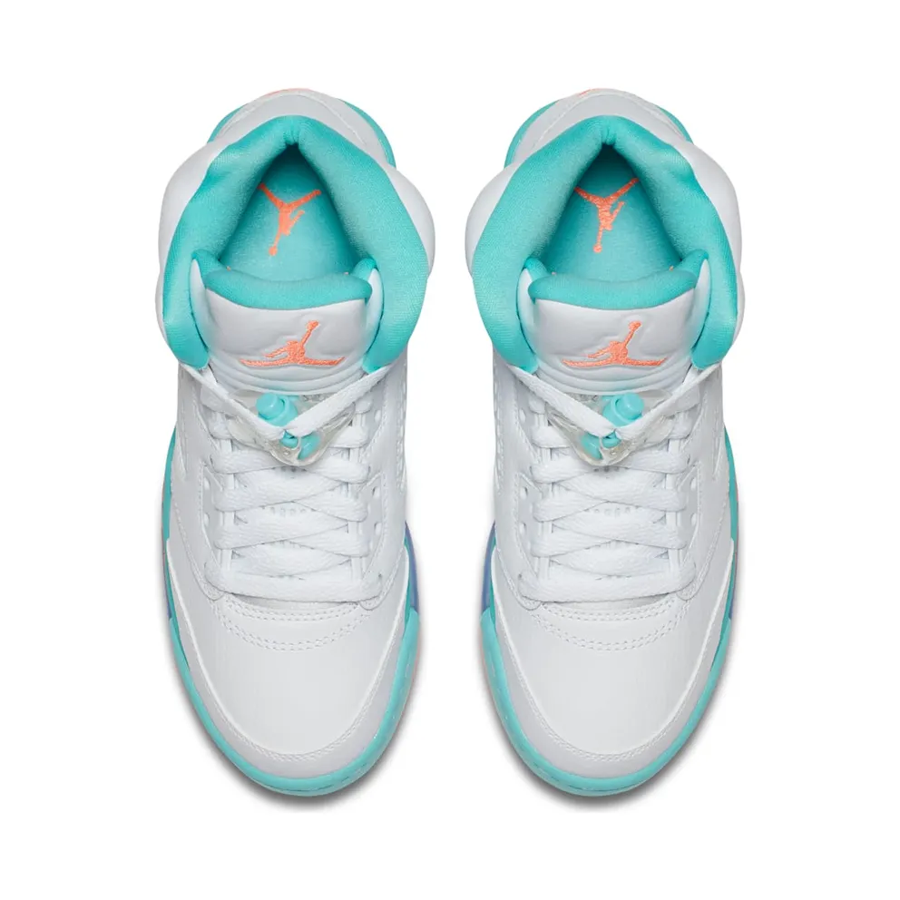 Jordan 5 Retro Light Aqua (GS) White/Crimson Pulse-Light Aqua-Black (440892-100)
