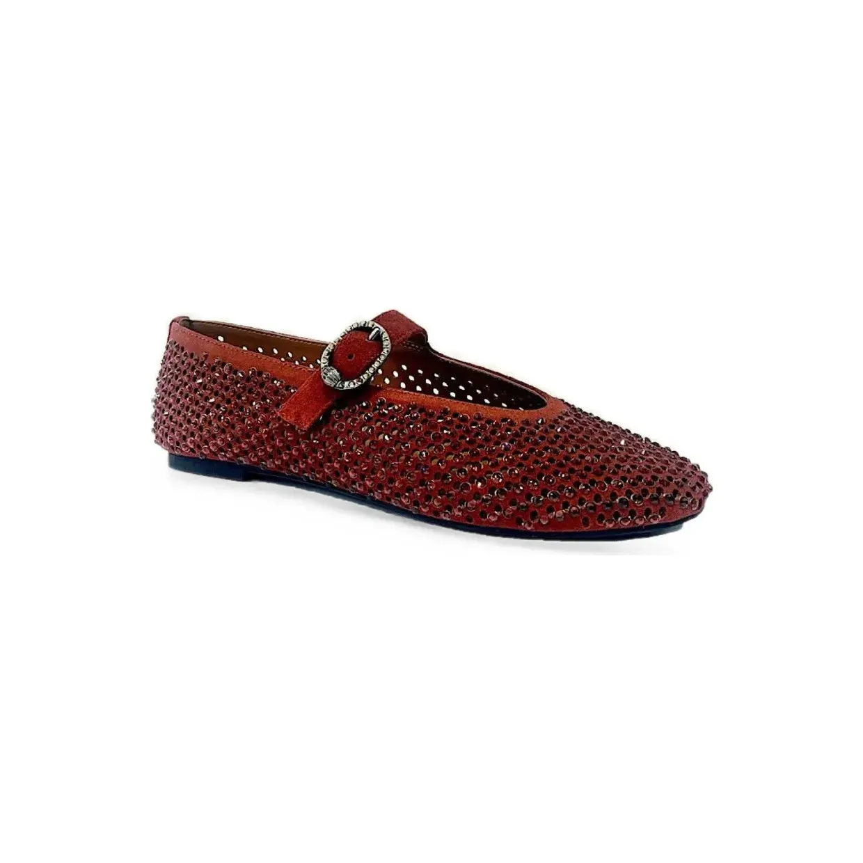 Kurt Geiger London Mayfair crystal-embellished buckle-fastening ballet flats “Red” (2656354209)