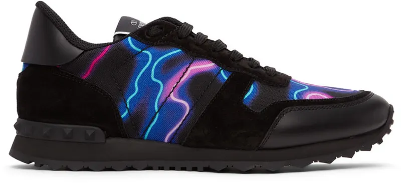 Valentino Garavani Black Neon Camo Rockrunner Sneakers (XY2S0723KHJ)