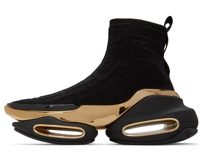 Balmain Black Knit Monogram B-Bold Sneakers (XN1VJ684TKMM) (3)